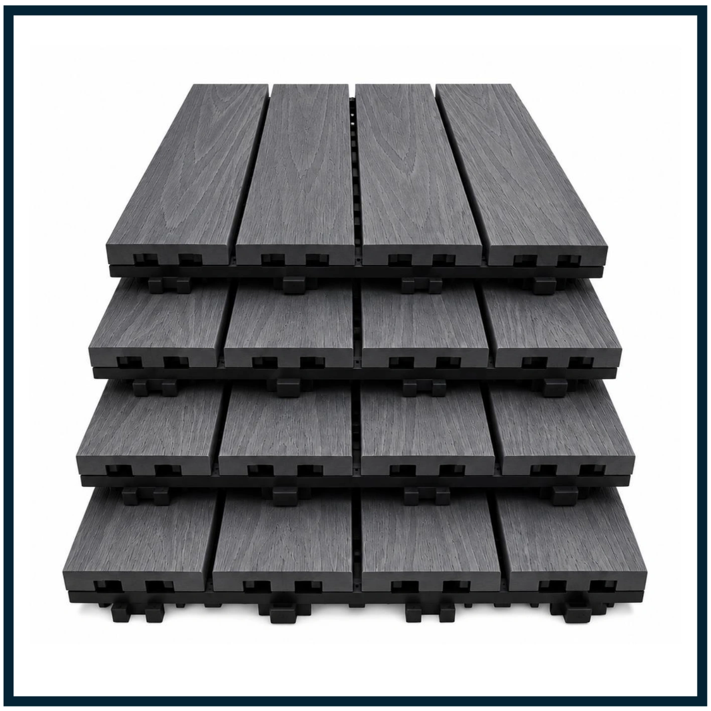 Premium Co-Extruded WPC Ezi-Deck Tile | CHARCOAL - Image 2